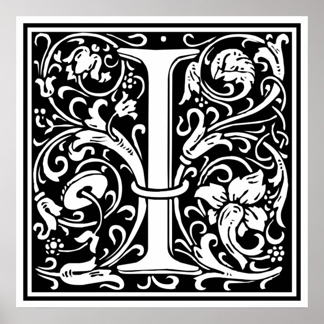 Brev I Medeltida Monogram Art Nouveau Poster (Framsidan)