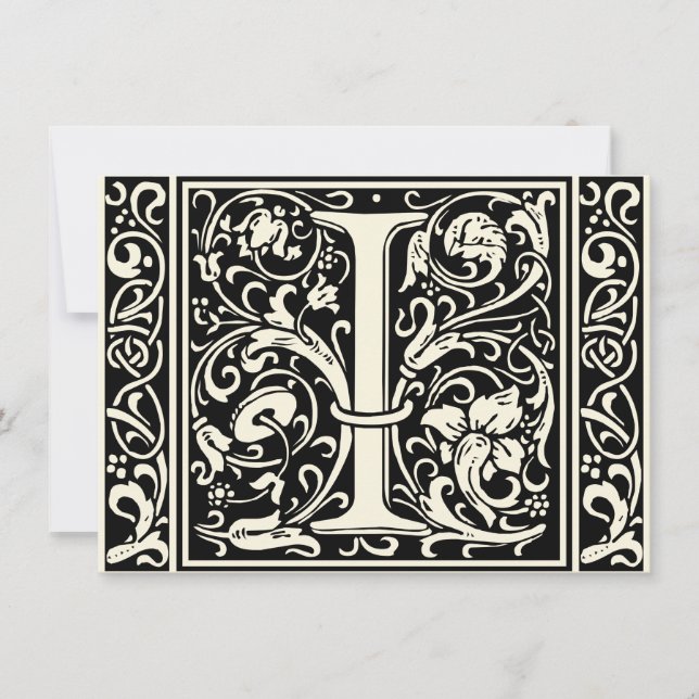 Brev I Medieval Monogram Art nouveau Inbjudningar (Framsida)