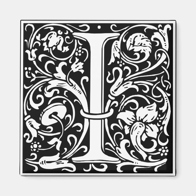 Brev I Medieval Monogram Art nouveau Magnet (Framsidan)