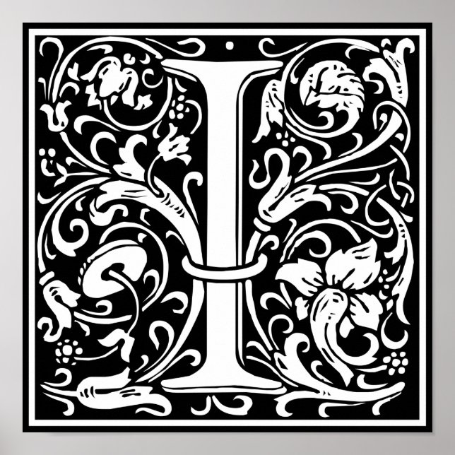 Brev I Medieval Monogram Art nouveau Poster (Framsidan)