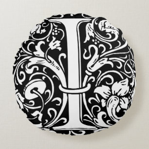 Brev I Medieval Monogram Art nouveau Rund Kudde