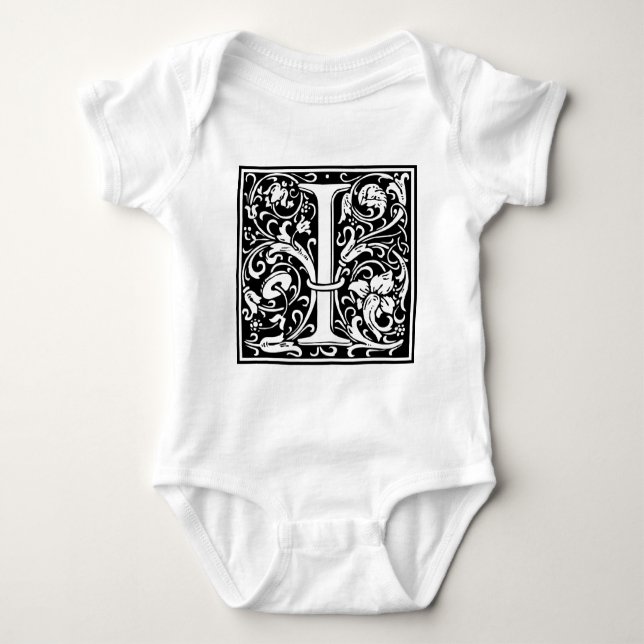 Brev I Medieval Monogram Art nouveau Tee Shirt (Framsida)