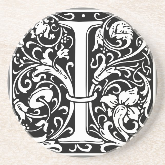 Brev I Medieval Monogram Art nouveau Underlägg Sandsten (Framsidan)