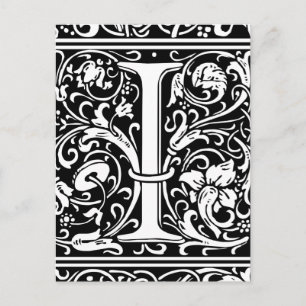 Brev I Medieval Monogram Art nouveau Vykort