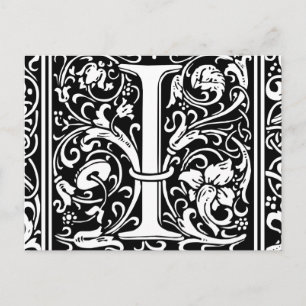 Brev I Medieval Monogram Art nouveau Vykort