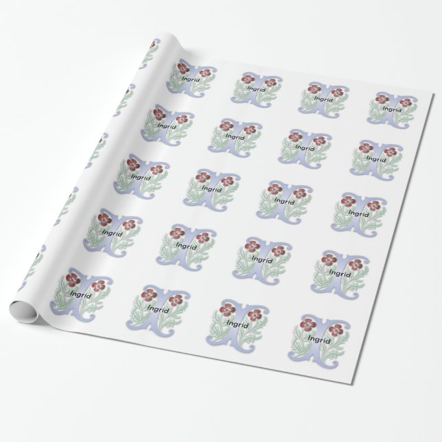 Brev I Monogram Fleur de lis Presentpapper (Utrullad)