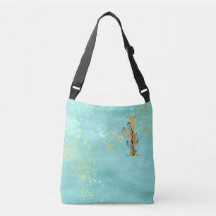 *~ BREV I - Monogram Guld Glitter Turquise Blue Axelväska