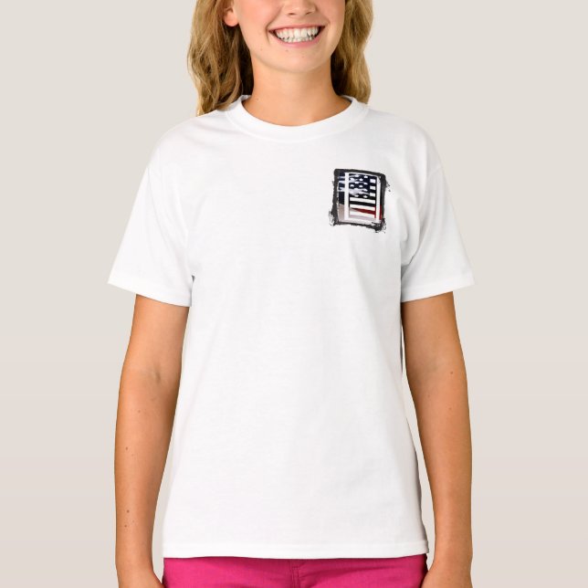 Brev I Monogram Initial USA T Shirt (Framsida)