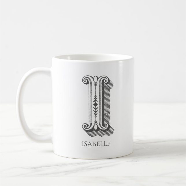 Brev I Monogram Modern Namn Kaffemugg (Vänster)
