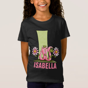 Brev I Monogram Rosa och Grönt Inchworm T-shirt