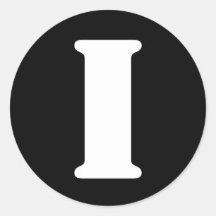 Brev I Stencil Alfabet av Janz Black Runt Klistermärke
