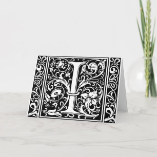 Brev I Vintage för medeltida monogram Anteckningskort