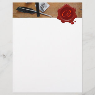 BREV INNEHAVARE AV TRÄ RED VAX SEAL MONOGRAM brun