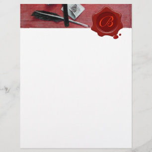 BREV INNEHAVARE AV TRÄ RED VAX SEAL MONOGRAM brun