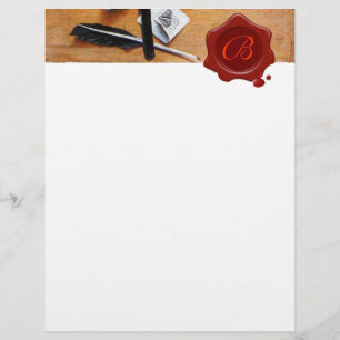 BREV INNEHAVARE AV TRÄ RED VAX SEAL MONOGRAM brun