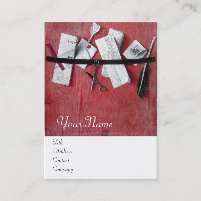 BREV INNEHAVARE AV TROD MONOGRAM, rödvit Visitkort (Framsida)