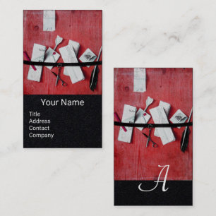 BREV INNEHAVARE I Papper AV TROD MONOGRAM Red Blac Visitkort
