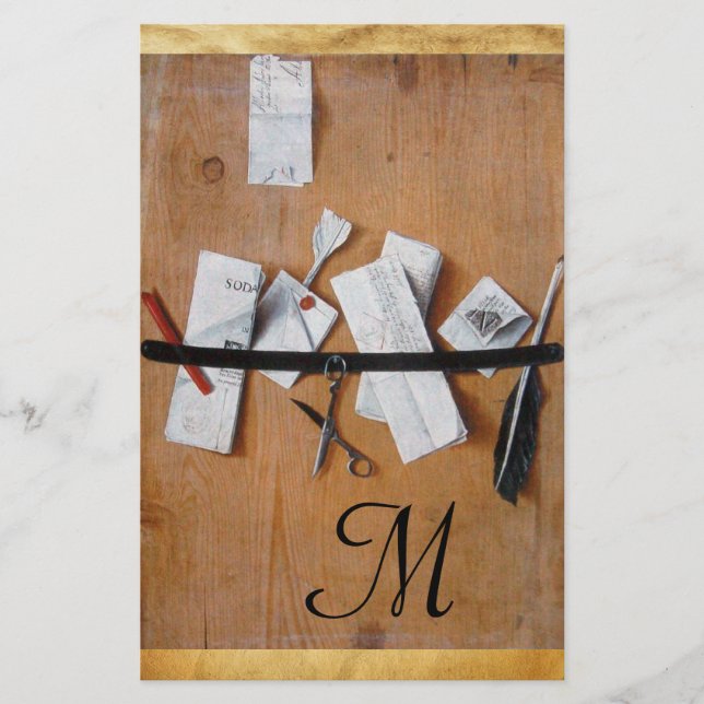 BREV INNEHAVARE I TROD MONOGRAM brun svart vit Brevpapper (Framsida)