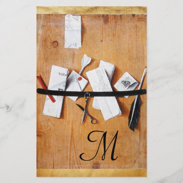 BREV INNEHAVARE I TROD MONOGRAM brun svart vit Brevpapper (Framsida)