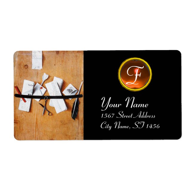 BREV INNEHAVARE I TROD MONOGRAM, orange agate blac Fraktsedel (Framsidan)