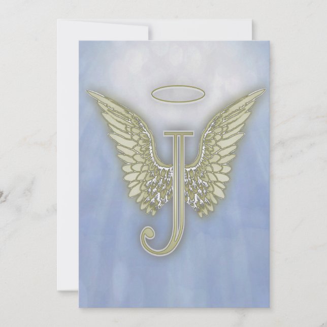 Brev J Angel Monogram Inbjudningar (Framsida)