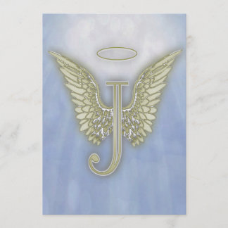 Brev J Angel Monogram Inbjudningar
