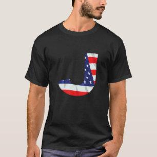 Brev J Capital Alphabet Usa American Flagga Monogr T Shirt