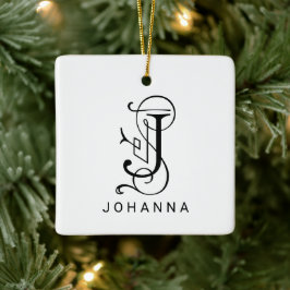 Brev J Elegant Monogram jul Ornament