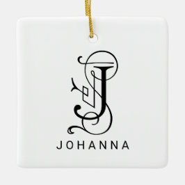 Brev J Elegant Monogram jul Ornament