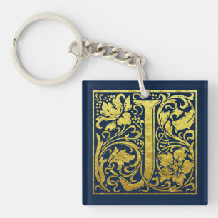 Brev J First Brev Faux Guld och Midnight Blue