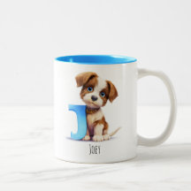 Brev J Hund Alphabet Monogram kaffe Mugg