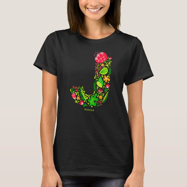 Brev J i Flowers T-Shirt (Framsida)