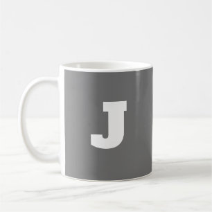 Brev J Initial Namn-Mugg för Grått Big Kaffemugg