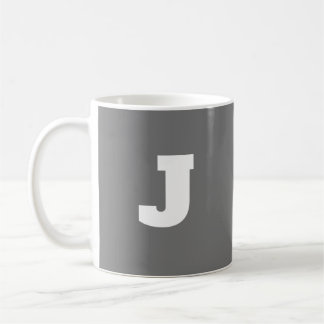 Brev J Initial Namn-Mugg för Grått Big Kaffemugg