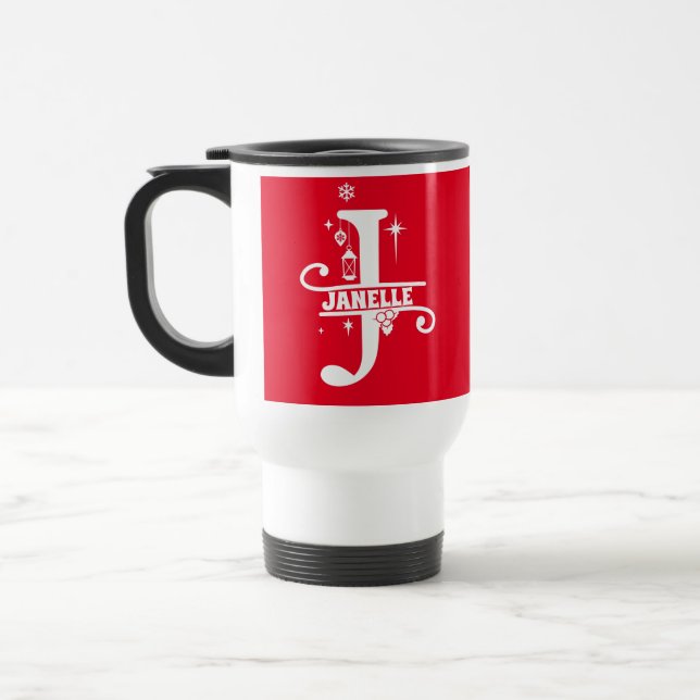 Brev J jul Monogram Initial Namn Red Resemugg (Vänster)