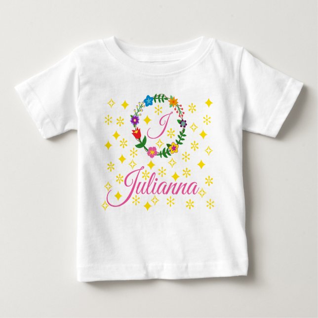 Brev J, Julianna, Tee, Flowers and Stars T Shirt (Framsida)