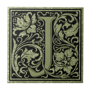 Brev J märker först monogramen Kakelplatta