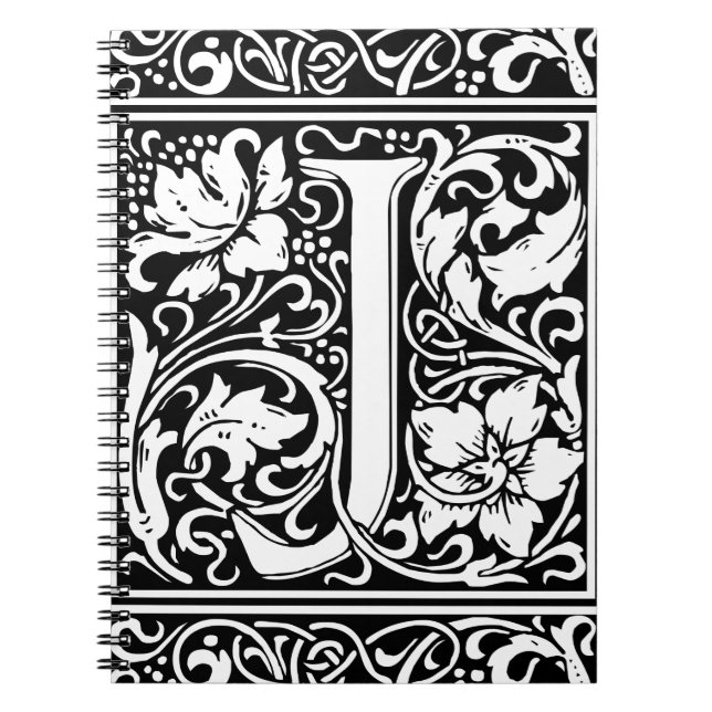 Brev J Medieval Monogram Art nouveau Anteckningsbok (Framsidan)