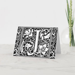 Brev J Medieval Monogram Art nouveau Anteckningskort