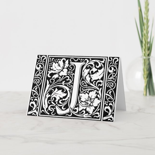 Brev J Medieval Monogram Art nouveau Anteckningskort (Framsida)