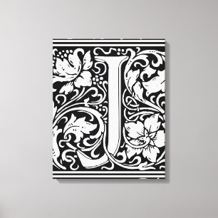 Brev J Medieval Monogram Art nouveau Canvastryck