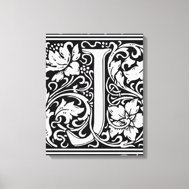 Brev J Medieval Monogram Art nouveau Canvastryck (Framsida)