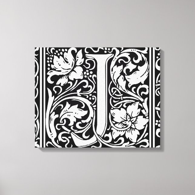 Brev J Medieval Monogram Art nouveau Canvastryck (Framsida)