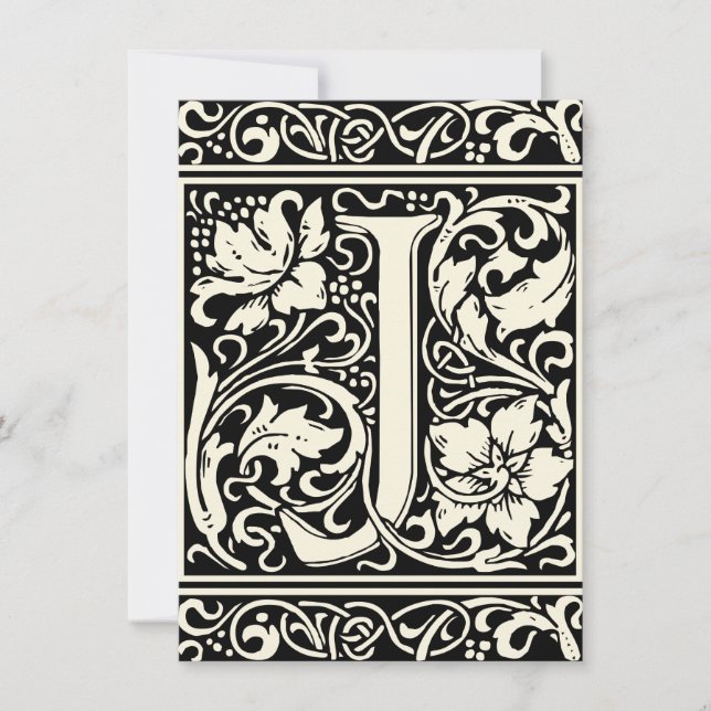 Brev J Medieval Monogram Art nouveau Inbjudningar (Framsida)