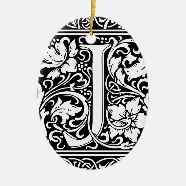 Brev J Medieval Monogram Art nouveau Julgransprydnad Keramik (Framsidan)