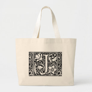 Brev J Medieval Monogram Art nouveau Jumbo Tygkasse