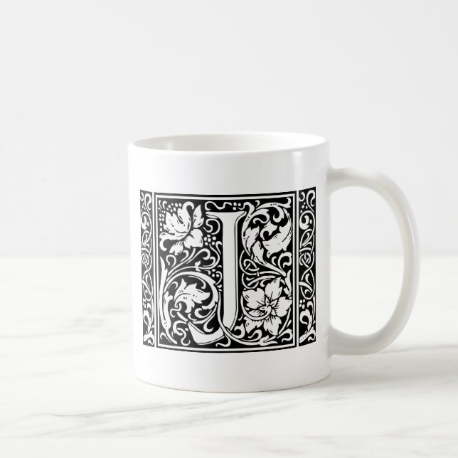 Brev J Medieval Monogram Art nouveau Kaffemugg (Höger)
