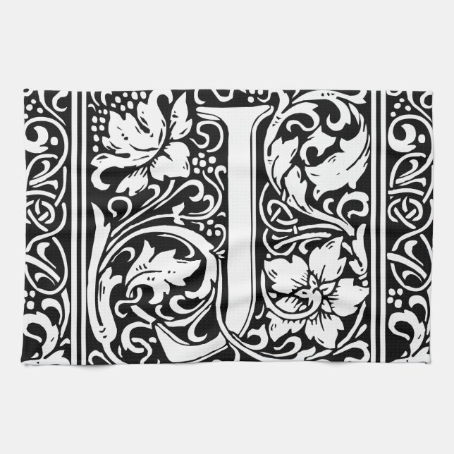 Brev J Medieval Monogram Art nouveau Kökshandduk (Horisontell)