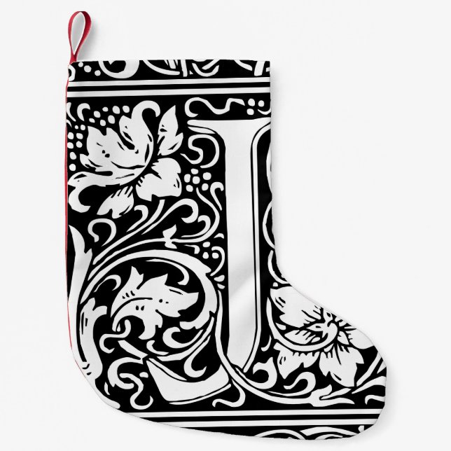 Brev J Medieval Monogram Art nouveau Liten Julstrumpa (Framsidan)