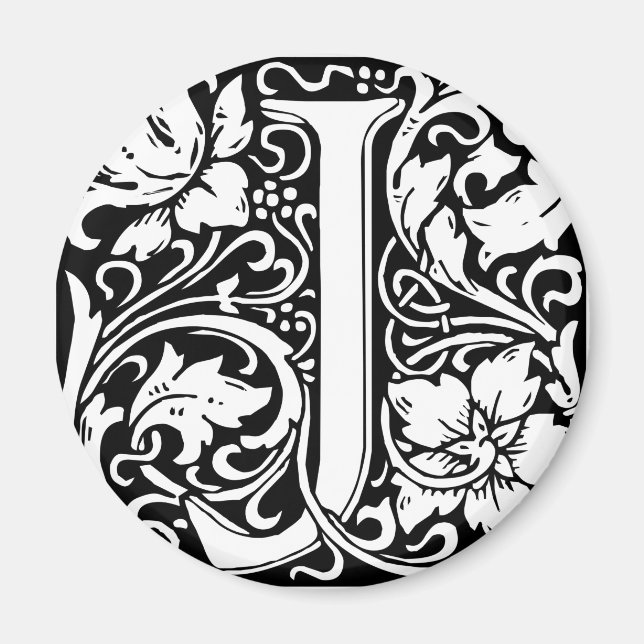 Brev J Medieval Monogram Art nouveau Magnet (Framsidan)